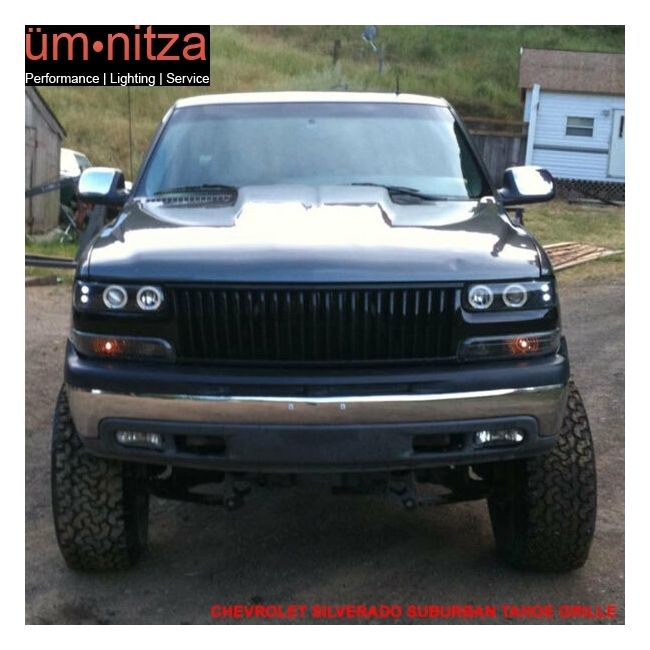99-06 Silverado 1500 2500 Replacement Grille Black Vertical Fence Grille With LED Light Bar For 99-06 Chevy Silverado, Suburban, Tahoe Front Bumper Grille