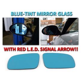 1999-2005 VW Jetta Mk.4 / Golf & GTI / 98-05 Passat B5 Chassis Red Arrow LED Blue Glass Side Mirrors Upgrade