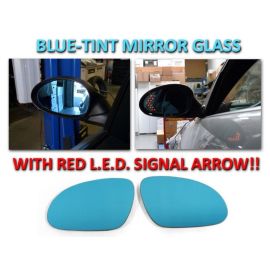 2005-2010 VW Jetta Mk.5 / 06-09 Golf & GTI / 07-10 Rabbit / 06-11 Passat B6 Chassis Red Arrow LED Blue Glass Side Mirrors Upgrade