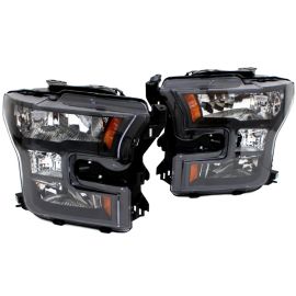 15 thru 17 F-150 OE Style Ford Black Special Edition Headlamps XL XLT PAIR DOT