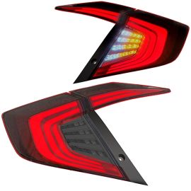 2016+ Honda Civic 4DR Sedan Full LED Conversion Taillight Set Red/Smoke Lens