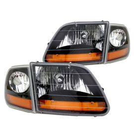 1997-2003 Ford F-150 Black Headlight Special Edition Harley Davidson Style Kit