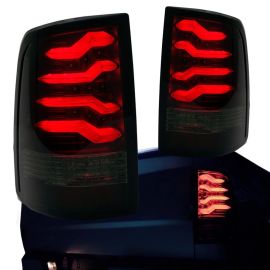 2009-2017 Dodge Ram 1500 2500 3500 Smoked Taillights w/ Red LED Light Bar Tube