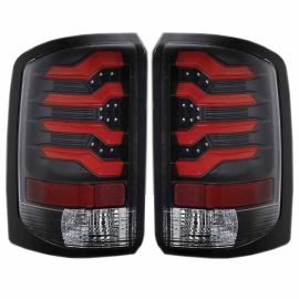 2014-2017 GMC Sierra LED Taillights w/ Clear Lens Black Housing Red Light Bar