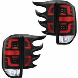 2014-2017 Toyota Tundra LED Tail Lights w/ Clear Lens Black Housing Red LED Bar