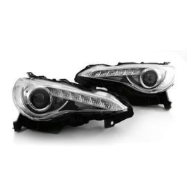 2013+ SCION FRS FR-S WINJET JDM STYLE CHROME PROJECTOR HEADLIGHTS W/ LED DRL