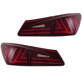 LED Tail Light Conversion Set For 2006-2012 Lexus IS250 IS350 - Dark Cherry Lens