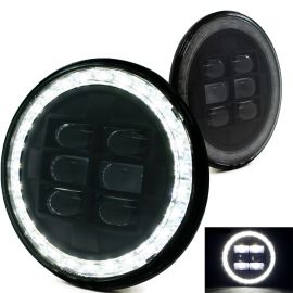 2PC Black 7" Projector Headlight CREE LED DRL Jeep Wrangler JK TJ HighWattw Ring