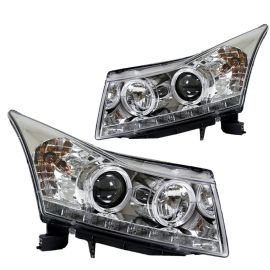 2011-2016 Chevy Cruze Chrome Projector Headlights w/  LED DRL  and Angel Eyes