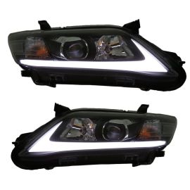 10-11 Toyota Camry Black Headlights w/ LED Bar DRL