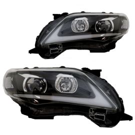 2011 2012 2013 Toyota Corolla Black Projector Headlights w/ LED Bar DRL Vland