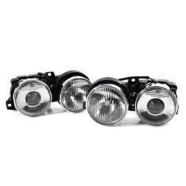 84-91 Fit BMW E30 3-SERIES E-CODE SMILEY ELLIPSOID PROJECTOR HEADLIGHTS - CHROME