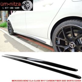 Fits 14-18 Benz CLA-Class W117 Side Skirts Cover - Carbon Fiber CF