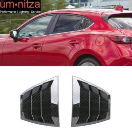 Fits 14-18 Mazda 3 Side Window Louvers Quarter Scoop Vent Carbon Fiber Look -ABS