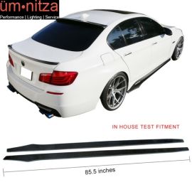 Fits Universal 85.5 In Side Skirt Extension Flat Bottom Line Lip Carbon CF Pair