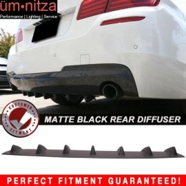 Fits 11-16 F10 5 Series Rear Bumper Lip Diffuser Spoiler 7 Fin Matte Black ABS