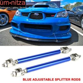 Blue Adjustable Front Bumper Lip Spoiler Splitter Strut Rods Support 8-10.6 Inch