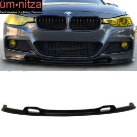 Fits 12-18 BMW F30 3 Series VR Style Front Bumper Lip Unpainted Black Spoiler PU