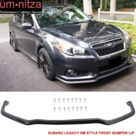 Fits 13-14 Subaru Legacy SM Style Front Bumper Lip Spoiler Unpainted Black PU