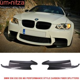 Fits 08-13 Fit BMW E90 E92 E93 M3 Performance Style Front Splitters Carbon Fiber CF