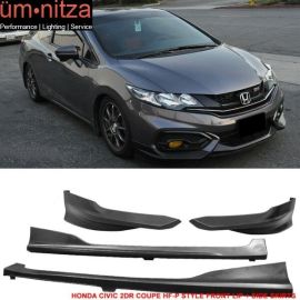 Fits 14-15 Civic 2DR Coupe HF-P Front Bumper Lip Splitter + Side Skirts - PU