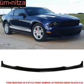 Fits 10-12 Ford Mustang V6 S Style Front Bumper Lip Painted Ebony Black # UA