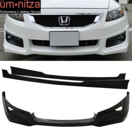 Fits 08-10 Accord 2D Coupe HFP PU Front Bumper Lip Spoiler+Side Skirts Vents