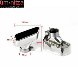 Universal Fitment Exhaust Muffler Pipe Tips Chrome Stainless Steel Pair 2PC