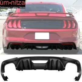 Fits 18 19 Ford Mustang S550 2-Door Rock Style Matte Black PP Rear Diffuser