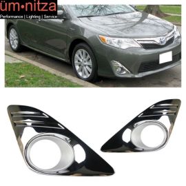 Fits 12-14 Toyota Camry Front Bumper Chrome Clear Fog Lights Left Right