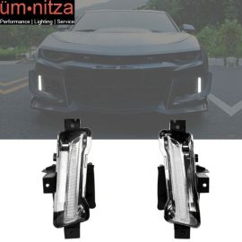 Fits 16-23 Chevy Camaro ZL1 2PCS DRL Fog Lights Front Bumper Driving Lamps Clear