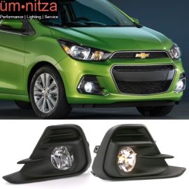 Fits 16-18 Chevrolet Spark OE Style Foglights Kit ABS Black Housing Clear Lens