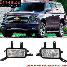 Fits 15-20 Chevy Tahoe Suburban GMC Yukon Clear Lens Bumper Fog Lights Lamp Pair