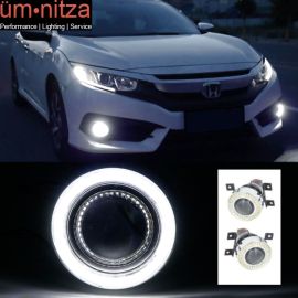 Fits 16-18 Honda Civic LED Halo Angel Eyes Projector Fog Lights Direct Fit 2PC