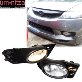 Fits 09-11 Honda Civic 4Dr Sedan Clear Lens Fog Lights WithSwitch OE Style Pair