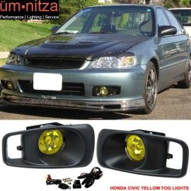 Fits 99-00 Honda Civic EK JDM Driving Fog Lights WithSwitch Yellow Lens Pair