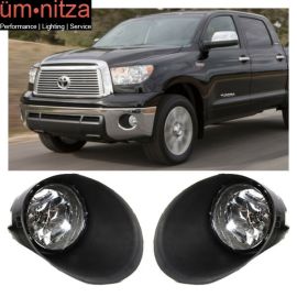 Fits 07-13 Toyota Tundra 2PCS Front Bumper Fog Lights Replacement W/Clear Lens