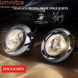 Fits 17-18 Toyota Sienna SE OE Style Foglights Kit ABS Black Housing Clear Lens