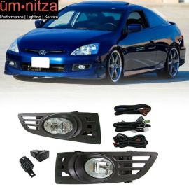 Fits 03-05 Honda Accord 2Door Coupe JDM Clear Lens Fog Lights With Switch Pair