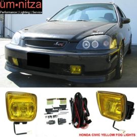 Fits 96-98 Honda Civic EK JDM Yellow Fog Lights Lamps