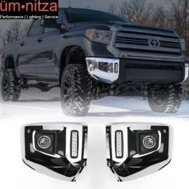 Fits 14-19 Toyota Tundra LED Halo Projector Bumper Fog Driving Lights Chrome