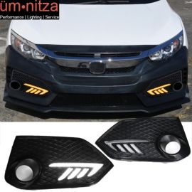 Fits 16-18 Honda X Gen Civic Type R Style LED DRL Daytime Running Lights Lamps