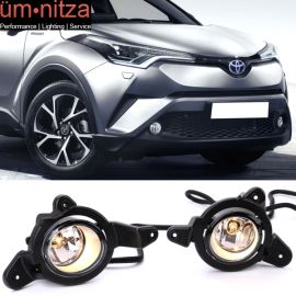 Fits 17-18 Toyota C-HR OE Style Foglights Kit ABS Black Housing Clear Lens