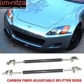 Carbon Fiber Adjustable Front Bumper Lip Spoiler Splitter Strut Rods 8-10.6 Inch