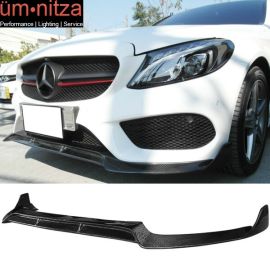 Fits 15-17 Benz W205 C-Class AMG Sport Package B Style Front Bumper Lip -CF