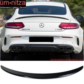 Fit 15-21 Benz W205 C Class Coupe AMG Trunk Spoiler #197 Obsidian Black Metallic