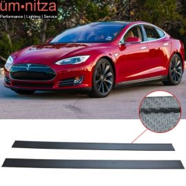 Fits 12-15 Tesla S Carbon Fiber Texture Side Skirts Extension Bottom Line Lip