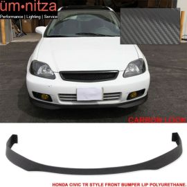 Fits 99-00 Honda Civic TR Black CF Style Front Bumper Lip Urethane