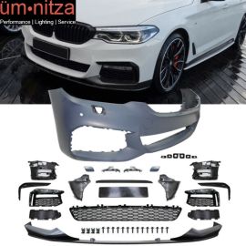 Fits 17-19 Fit BMW G30 5 Series MT MP Style Front Bumper Lip Cover Grille - PP