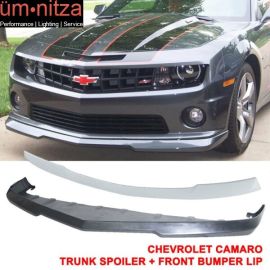 Fits 10-13 Chevy Camaro V8 SS Front Bumper Lip + ABS Rear Trunk